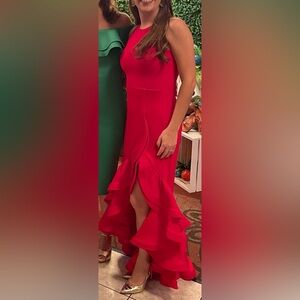 Elegant Red Ruffle Dress